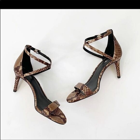 Michael KORS Mid Heel Ava Leather Snakeskin Sandal - Picture 7 of 10